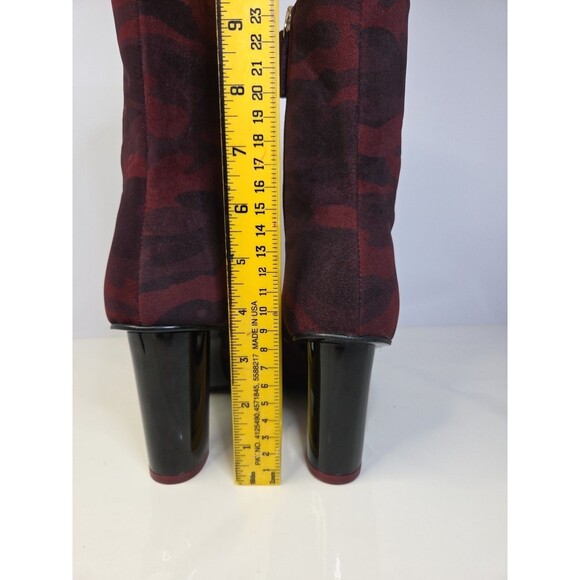 Topshop Red Suede Camouflage Zip Up Heeled High Ankle Boot ***R Sz 38 L Sz 41*** - Picture 5 of 9